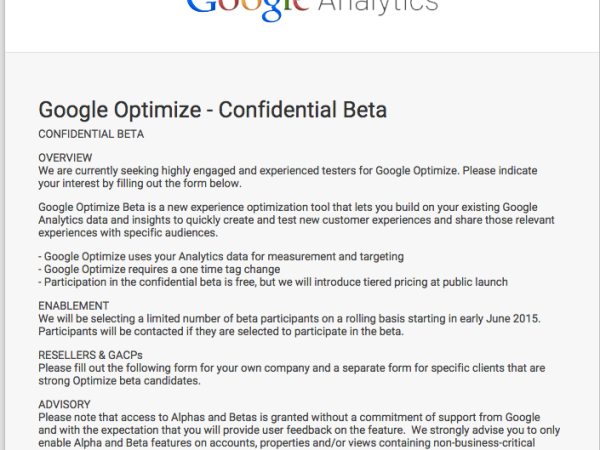 Breaking News: Google Optimize Beta Confirmed