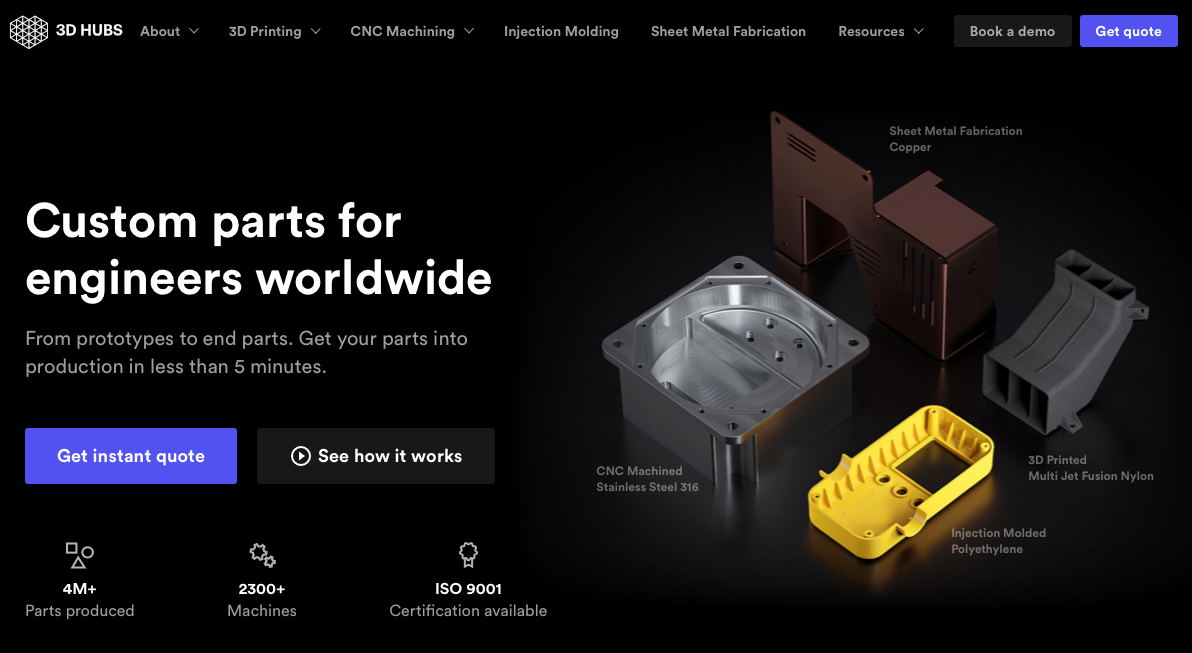 dark website designs - 3D Hubs