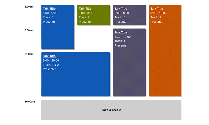 Example of Building a Conference Schedule with CSS Grid