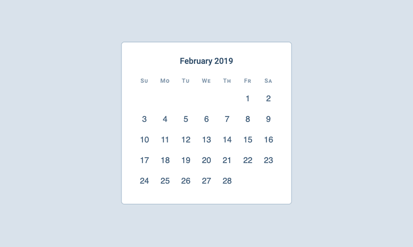 Example of How to Build a Calendar with CSS Grid