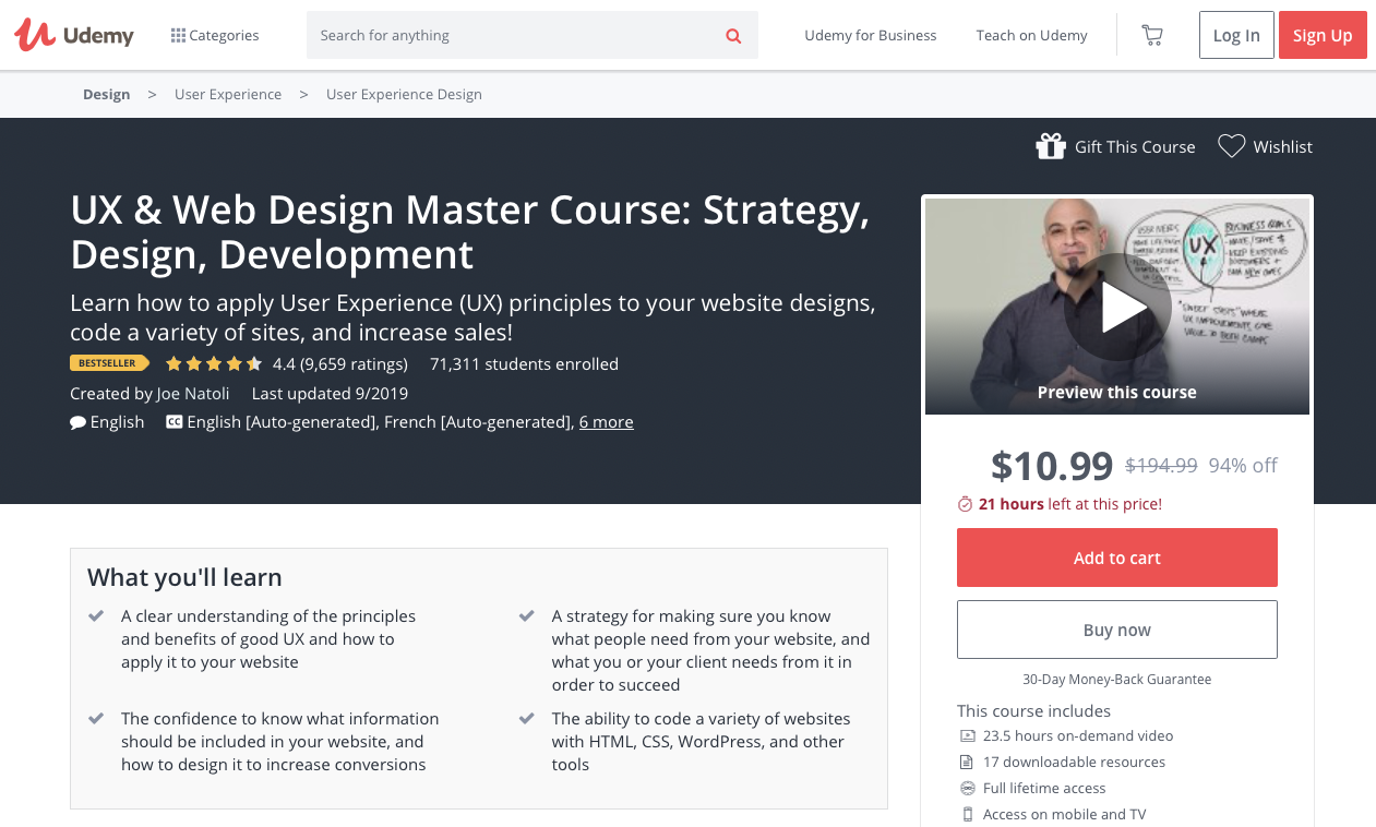 UX & Web Design Master Course: Strategy, Design, Development - online courses