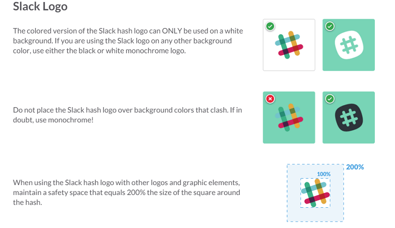 The Slack marks included in its style guides are the Slack name and logo