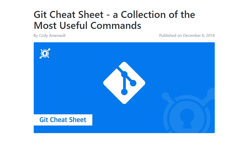 Example from Git Cheat Sheet - a Collection of the Most Useful Commands