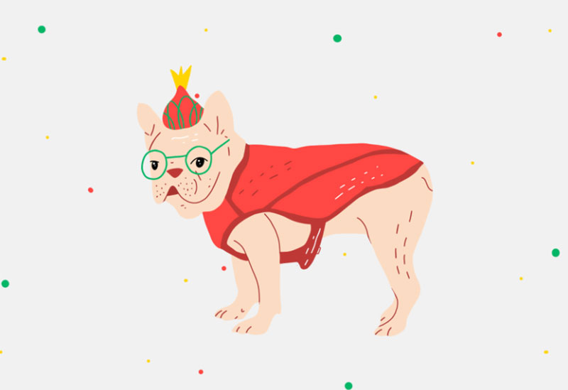 Christmas-doggie-Pug Awesome dog illustration images to inspire you