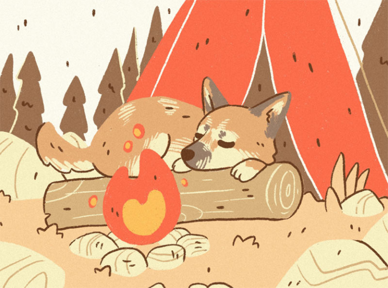 Campfire-Pup Awesome dog illustration images to inspire you