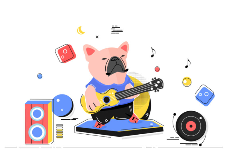A-dog-playing-guitar Awesome dog illustration images to inspire you