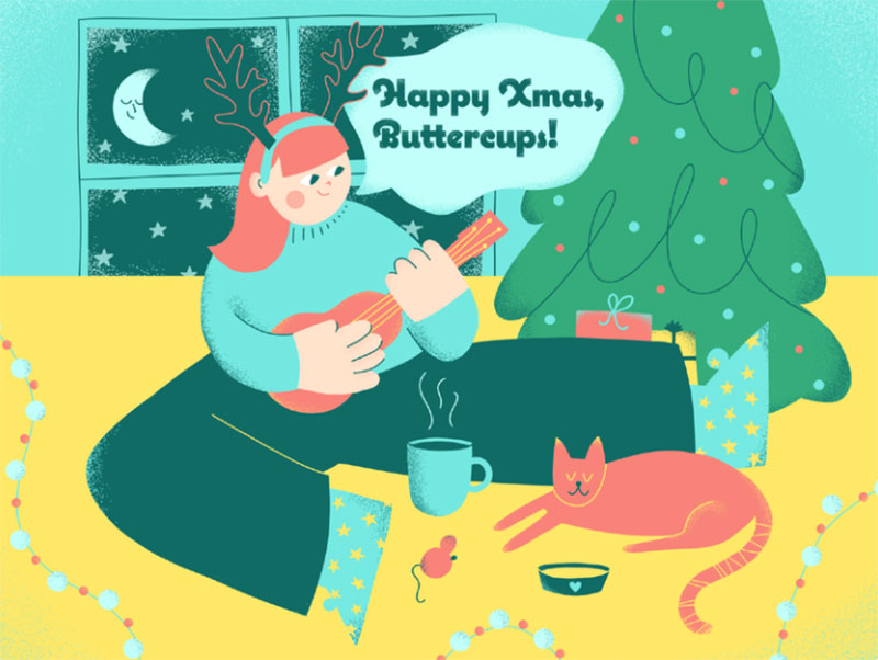 Happy-Xmas-Buttercups Christmas illustration examples that look amazing