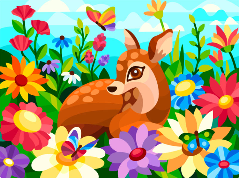 Fawn-among-flowers Dreamy spring illustration examples you must see