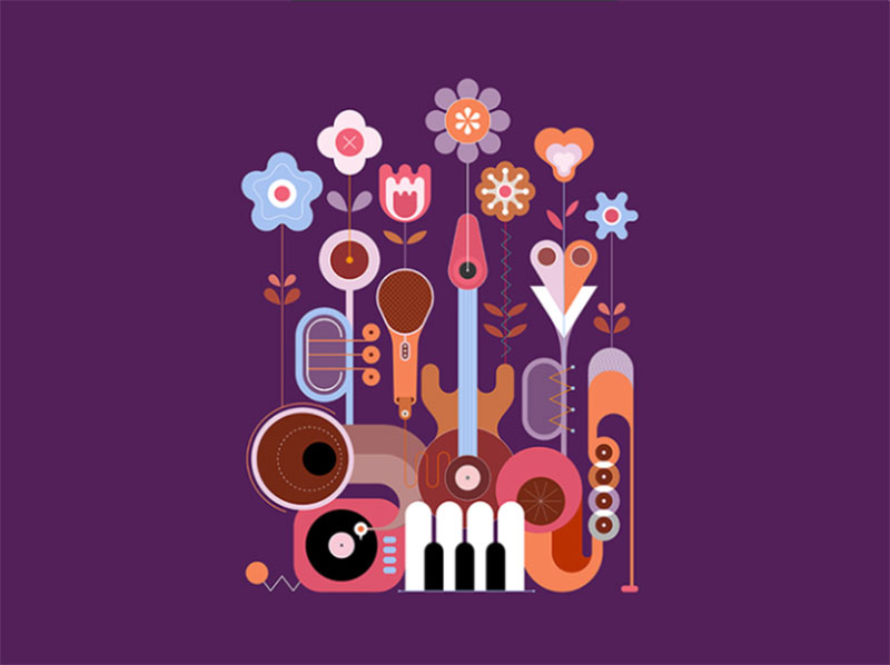 Summer-Flowers-and-Musical-Instruments Dreamy spring illustration examples you must see