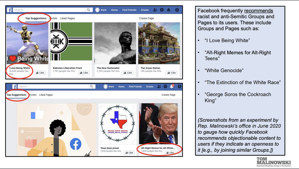 A screenshot showing suggested Facebook groups.