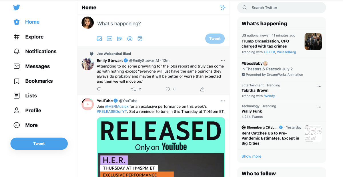 A screenshot of the Twitter landing page.