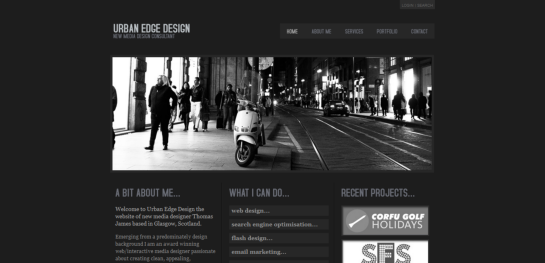 black white website design