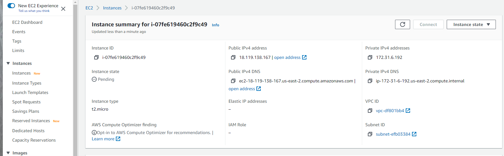 EC2 instance details