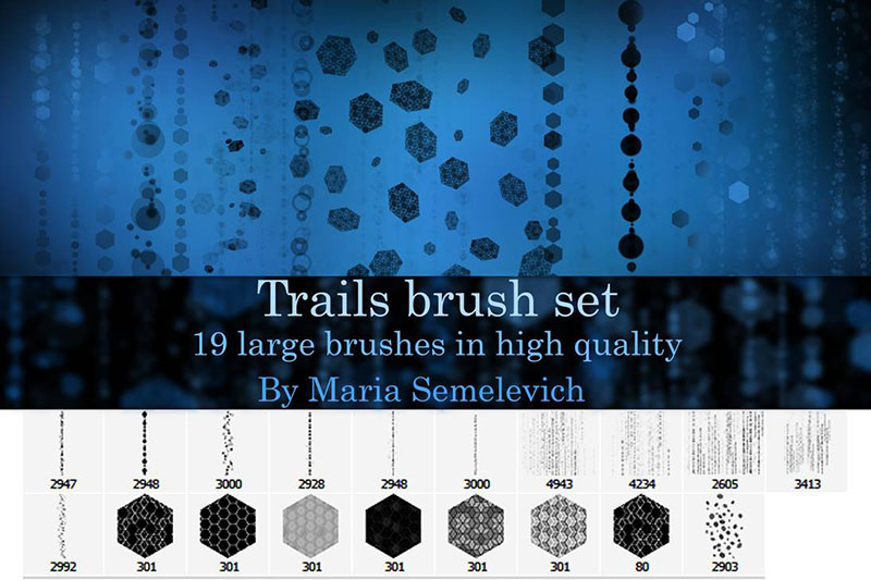 Trails-Brush-Set-Ornamental-designs Photoshop painting brushes to use for better designs