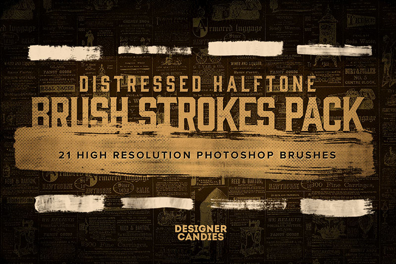 Distressed-Halftone-Brush-Strokes-Art-by-hand Photoshop painting brushes to use for better designs