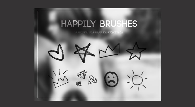 Happily-Pencil-Brushes-for-Photoshop-Happy-designs The best Photoshop drawing brushes that you can download