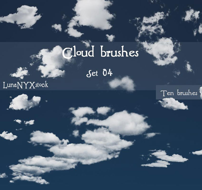 Set-of-Four-Cloud-Brushes-Fly-through-the-clouds Photoshop cloud brushes that you must have in your toolbox