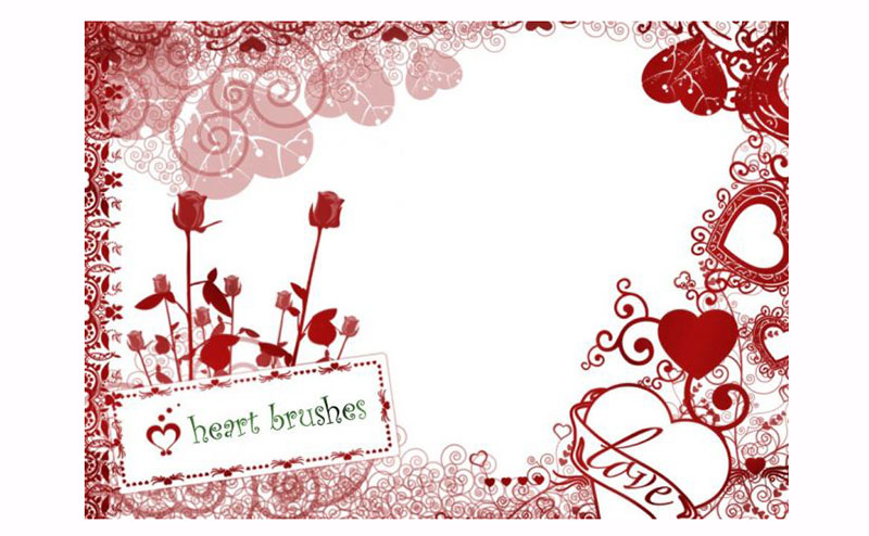 Hearts-For-Valentines-Feel-the-romance Photoshop border brushes that are simply amazing to have