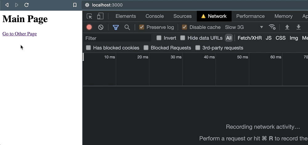 Viewing HTTP request fail in the network tab