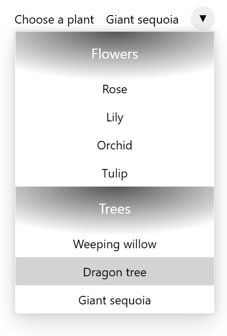 A styled selectmenu that contains options containing sub-options in the listbox.