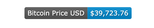 GitHub badge. On the left is a gray label with white text. On the right is a blue label with white text showing the price of Bitcoin.