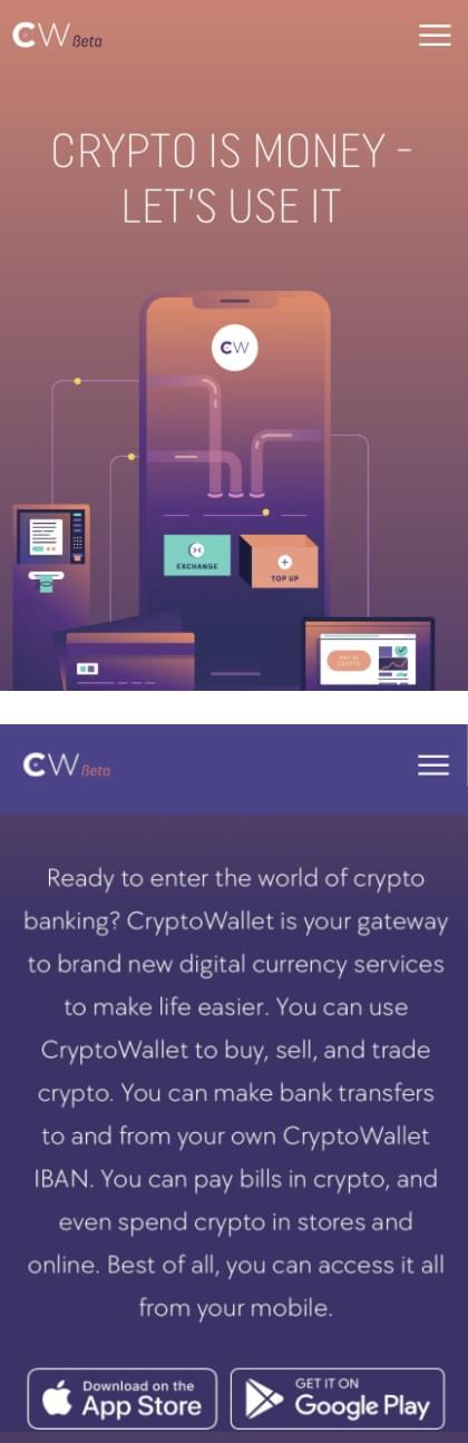 CryptoWallet mobile view