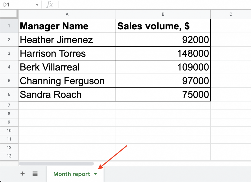 Create Sheet Screen