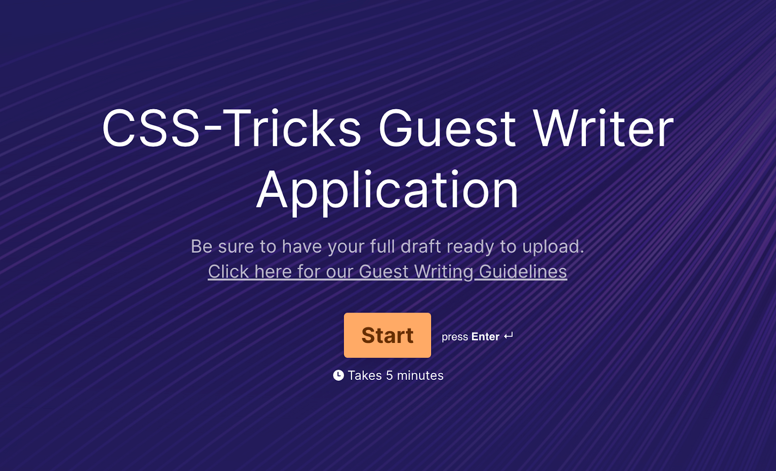 CSS-Tricks guest writer application front page.