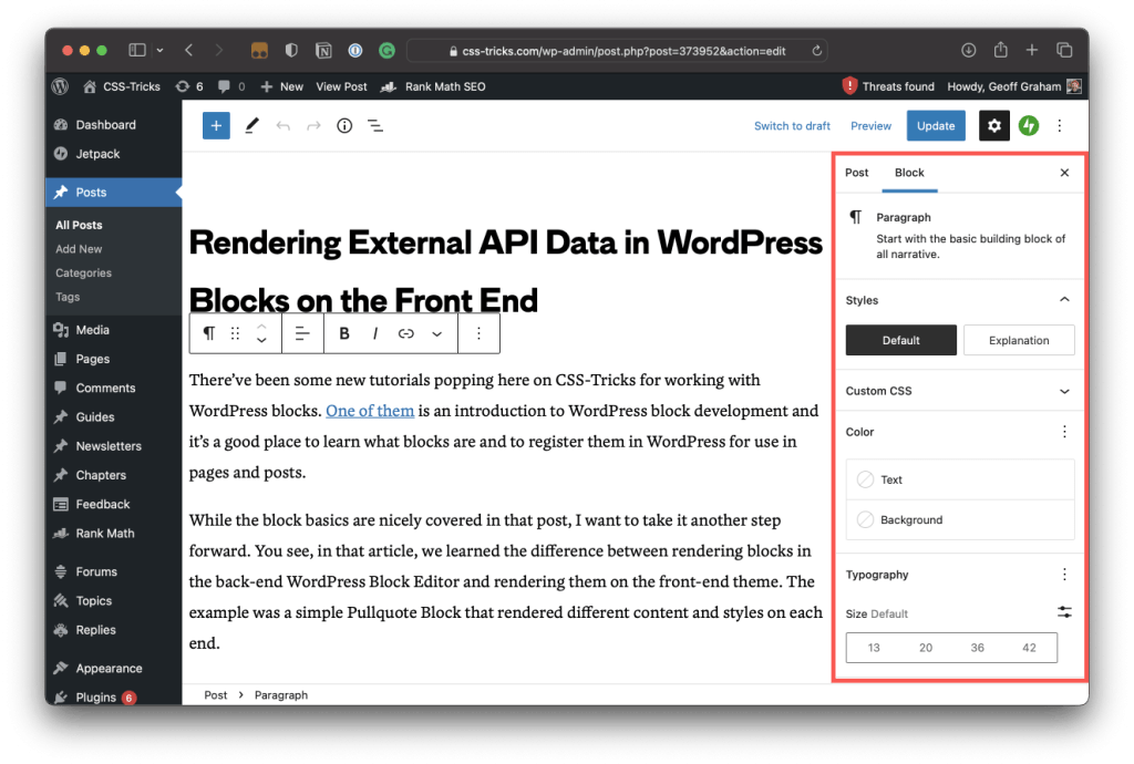 Creating a Settings UI for a Custom WordPress Block