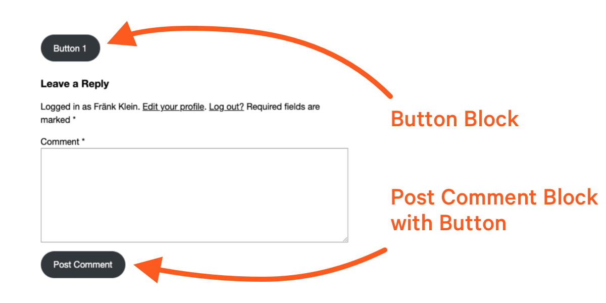 A black button above a comment form that also contains a black button.