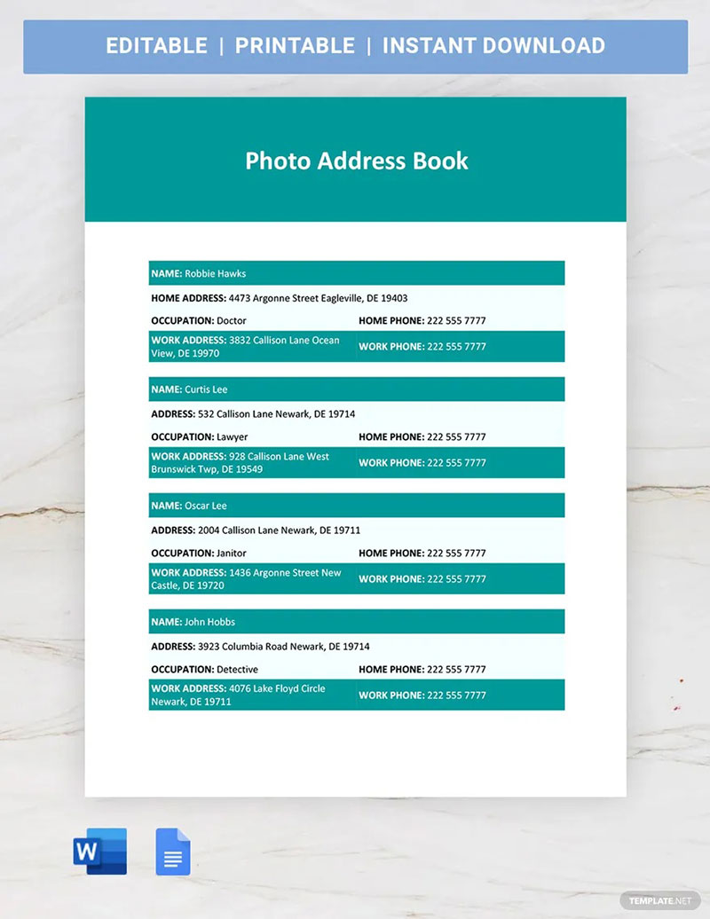 Photo-Address-Book-Template Best 22+ FREE Google Docs Book Templates in 2023