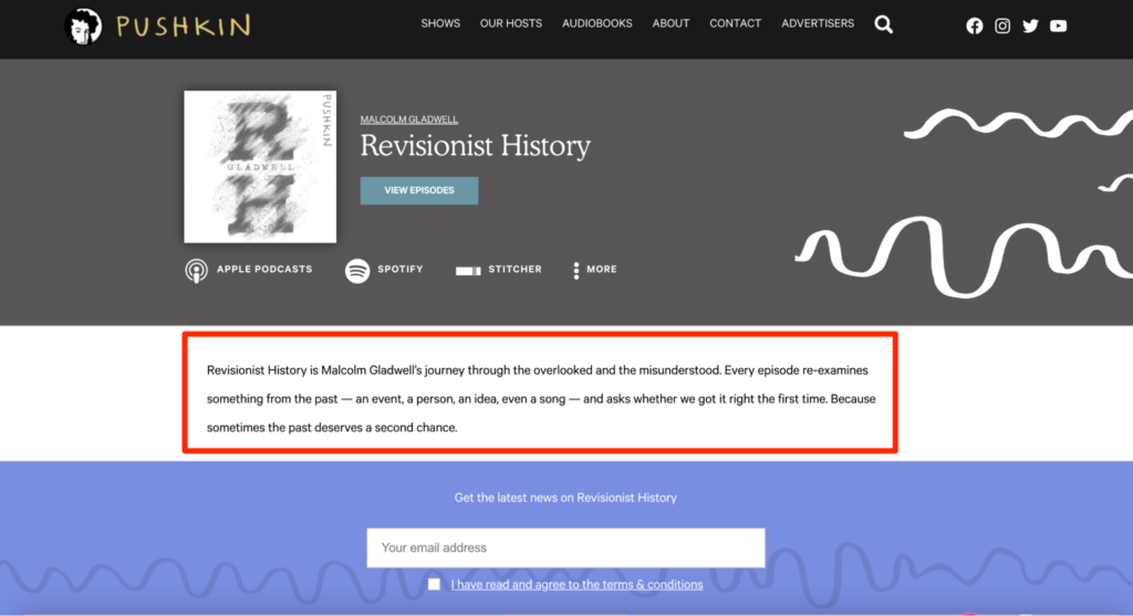 The Revisionist podcast website example
