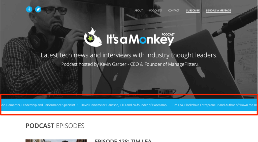 It's a Monkey podcast website example