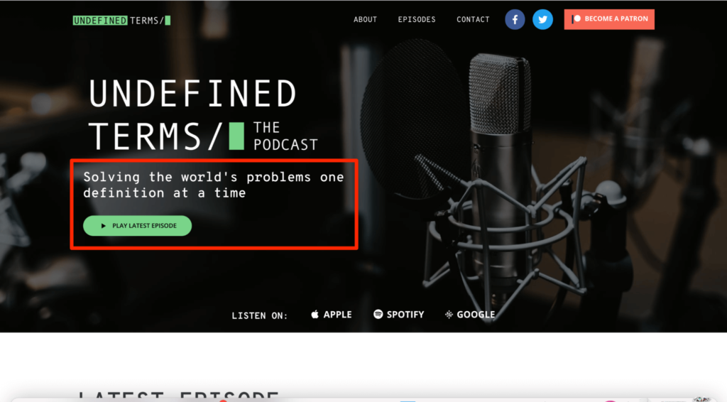The Undefined podcast website example