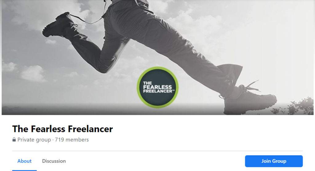 Screenshot of the Fearless Freelancer Facebook Group