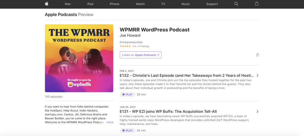 WPMRR WordPress podcast iTunes