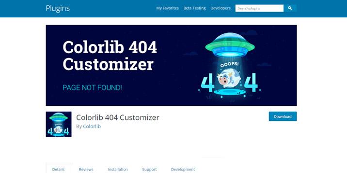 Colorlib 404 Customizer plugin in the WP Repository 