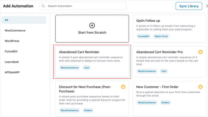 Choose the abandoned cart reminder template Choose the abandoned cart reminder template