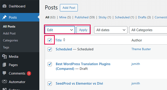 Bulk edit posts Bulk edit posts