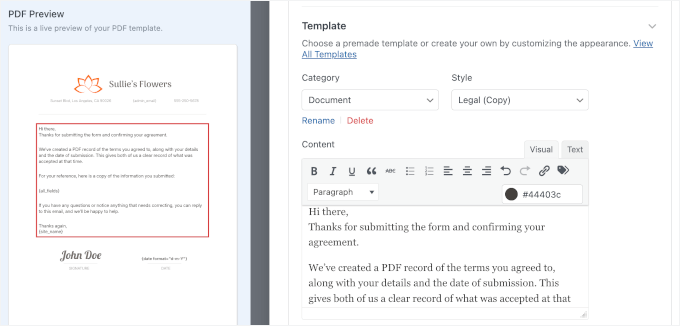 Adding PDF content