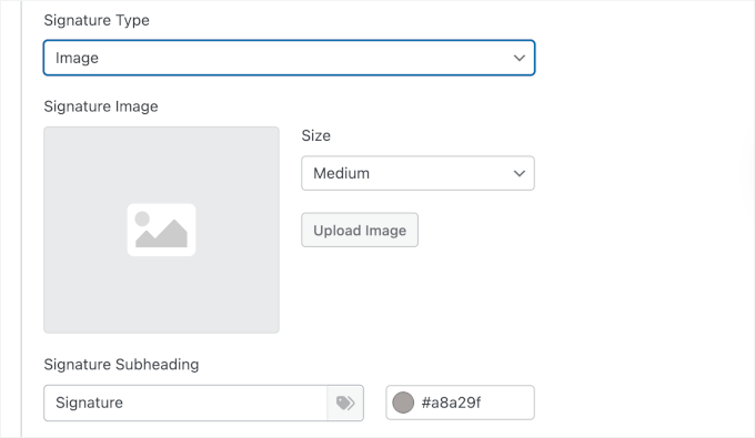Configuring the signature section for the PDF