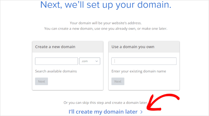 Set up domain name later