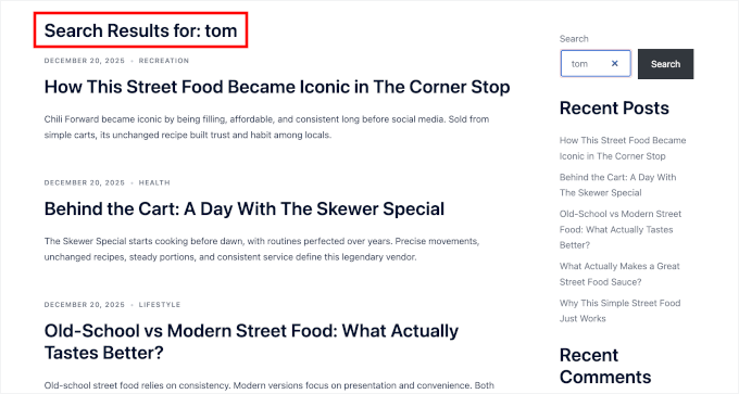 Search by author results