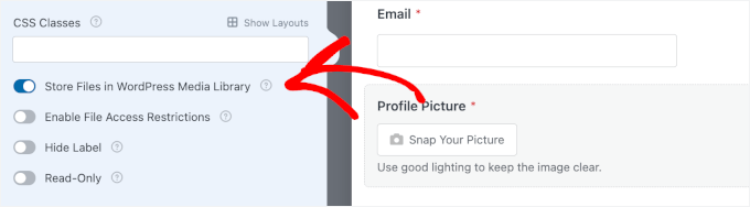 Enabling the Media Library storage option Enabling the Media Library storage option
