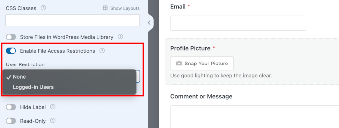 Enabling access restrictions Enabling access restrictions