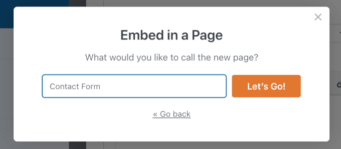 Naming the new page Naming the new page