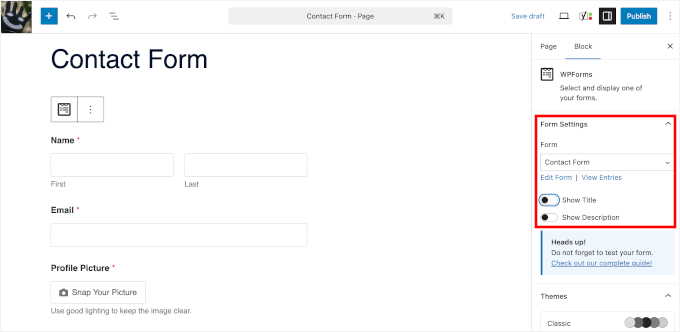 Adjusting the form settings in the content editor Adjusting the form settings in the content editor