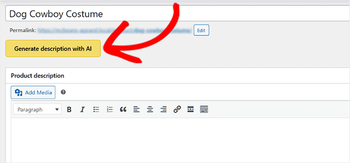 Click the Generate description with AI button Click the Generate description with AI button