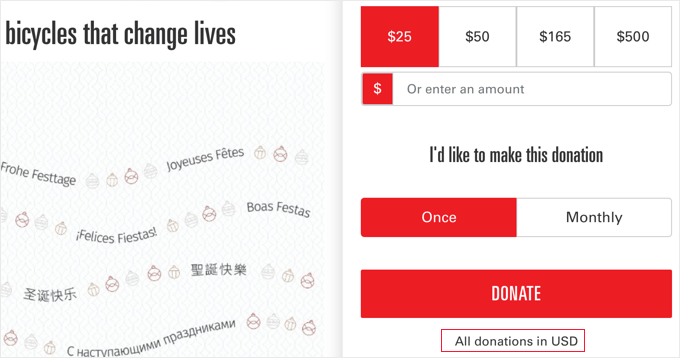 Clearly Showing Donation Currency Clearly Showing Donation Currency