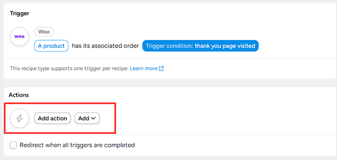 Click the Add Action button in Uncanny Automator Click the Add Action button in Uncanny Automator